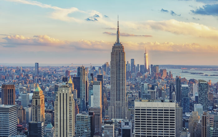 New York City skyline, representing NYC cooperative buildings subject to the Pied-à-Terre Tax